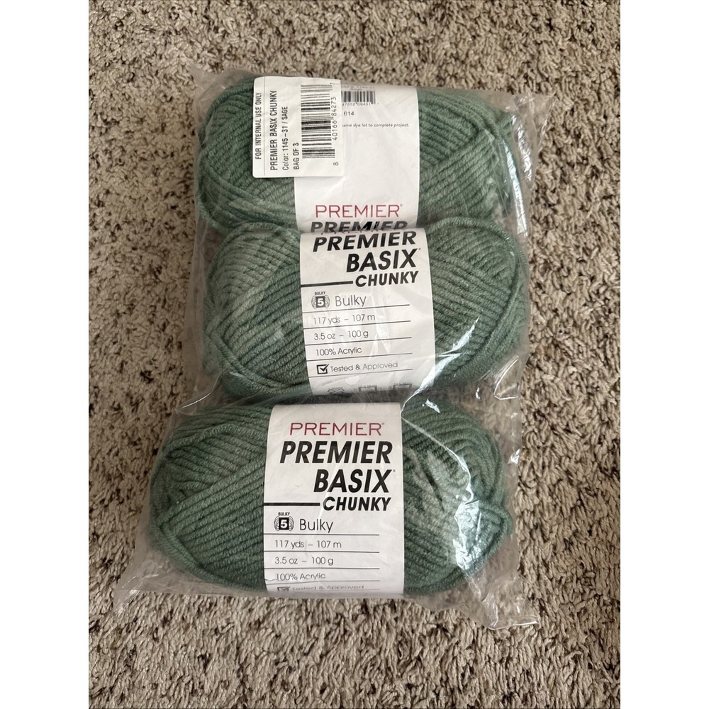 Premier‎ Basix Chunky Yarn-Sage - 3 Pack